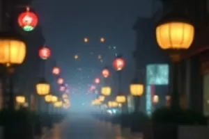 生活短剧《巷口的第二杯》封面，傍晚小面馆门口的暖色灯光与两只并排的玻璃杯