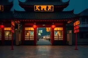长片《冬日放映室》封面，雪夜里亮着灯的老式放映厅正门